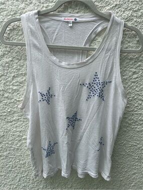 Sundry White Tank with Navy Star Stitching size 1 small